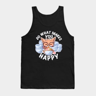 Cute Fox RAMEN Foodie Do What Makes You Happy white Tank Top